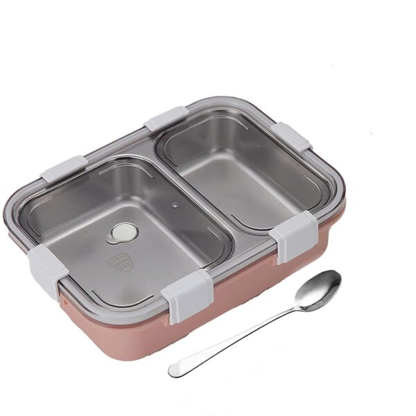 2 COMPARTMENT STEEL LUNCH BOX PINK