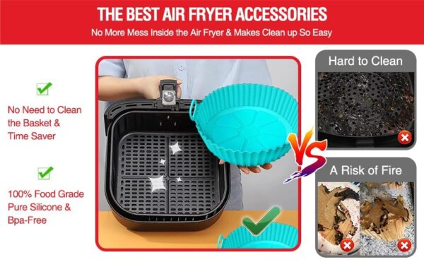 2-Pack Reusable Silicone Air Fryer Baking Tray Liners - Image 7