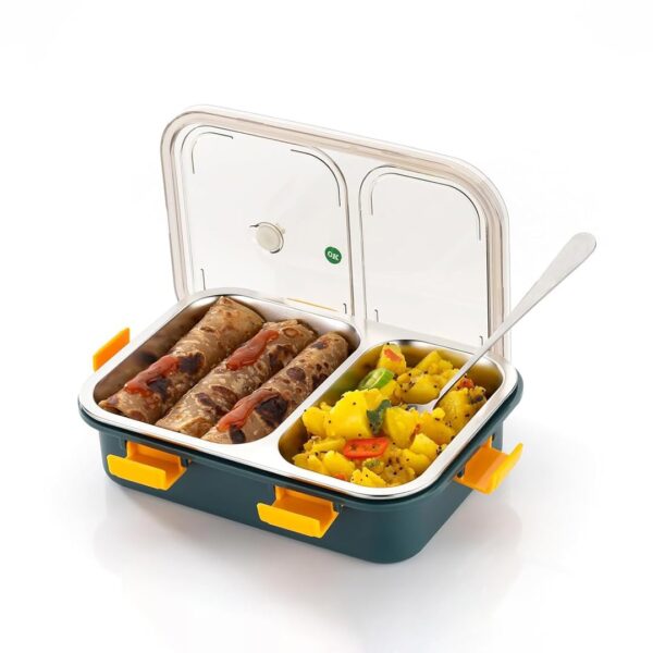 2 COMPARTMENT LUNCH BOX Green - Image 2