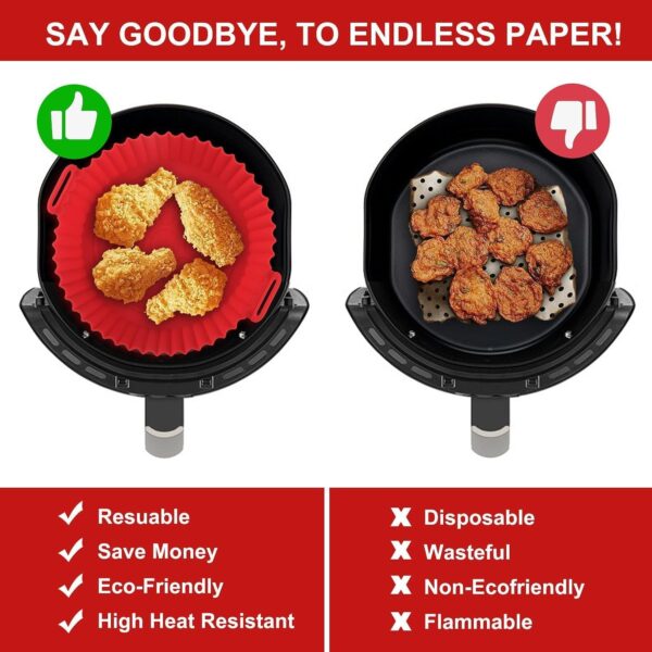 2-Pack Reusable Silicone Air Fryer Baking Tray Liners - Image 5