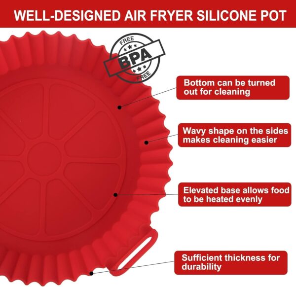 2-Pack Reusable Silicone Air Fryer Baking Tray Liners - Image 4