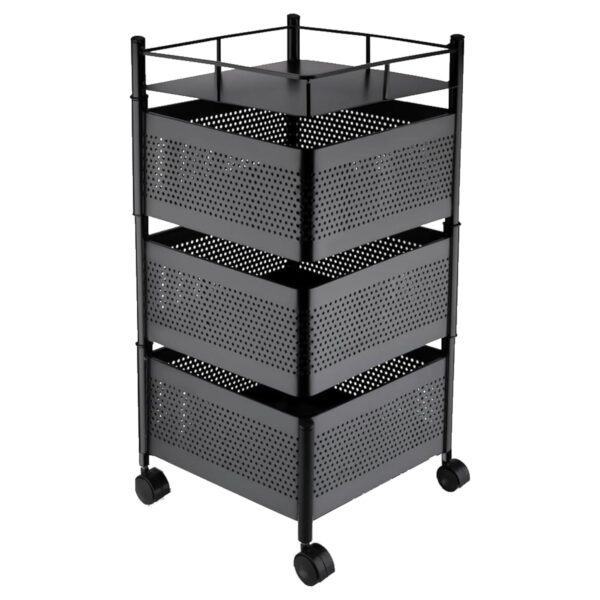 4-Tier Rolling Storage Rack with Mesh Baskets - Image 4