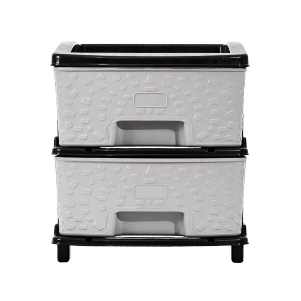 2-Tier Multipurpose Plastic Drawer Storage Organizer (Black & Grey) - Image 2