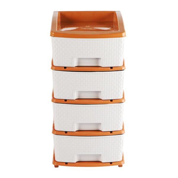 4-Tier Multipurpose Plastic Drawer Storage Organizer (White & Golden) - Image 2