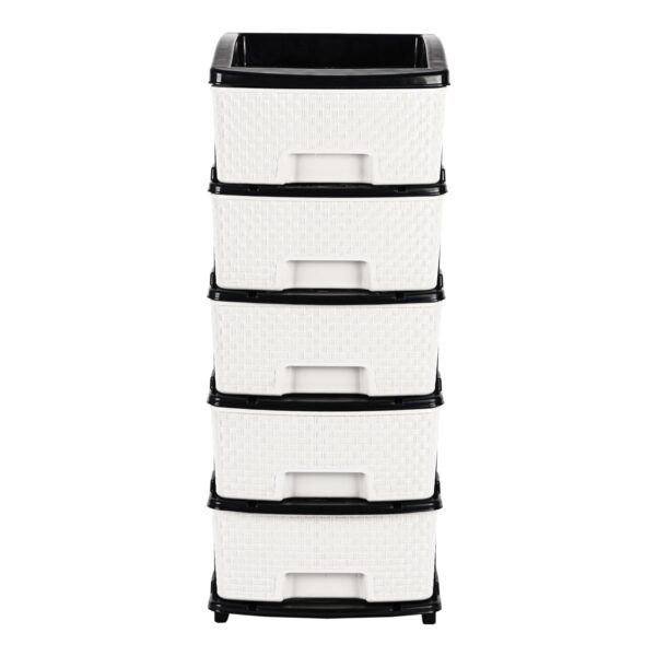 5-Tier Multipurpose Plastic Drawer Storage Organizer (Black & White) - Image 2