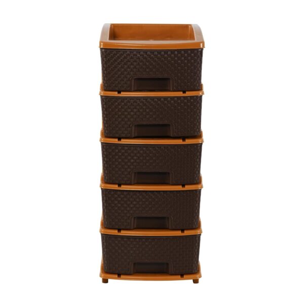 5-Tier Multipurpose Plastic Drawer Storage Organizer (Chocolate Brown) - Image 2