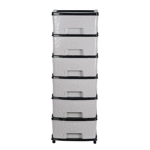 6-Tier Multipurpose Plastic Drawer Storage Organizer (Black & Grey) - Image 2