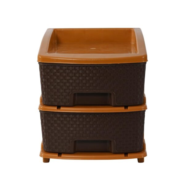 2-Tier Multipurpose Plastic Drawer Storage Organizer (Chocolate Brown) - Image 2