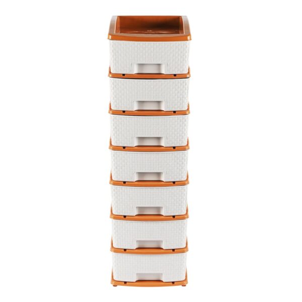 7-Tier Multipurpose Plastic Drawer Storage Organizer (White & Golden) - Image 2