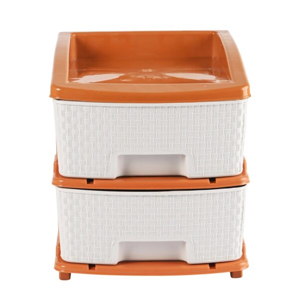 2-Tier Multipurpose Plastic Drawer Storage Organizer ( White & Golden) - Image 2