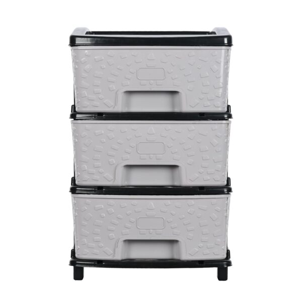 3-Tier Multipurpose Plastic Drawer Storage Organizer (Black & Grey) - Image 2