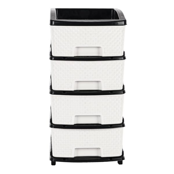 4-Tier Multipurpose Plastic Drawer Storage Organizer (Black & White) - Image 2