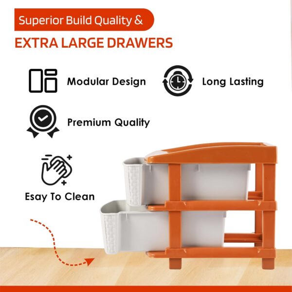 2-Tier Multipurpose Plastic Drawer Storage Organizer ( White & Golden) - Image 4