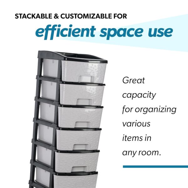 6-Tier Multipurpose Plastic Drawer Storage Organizer (Black & Grey) - Image 5