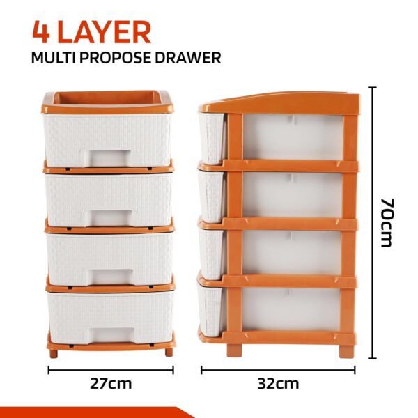 4-Tier Multipurpose Plastic Drawer Storage Organizer (White & Golden) - Image 6