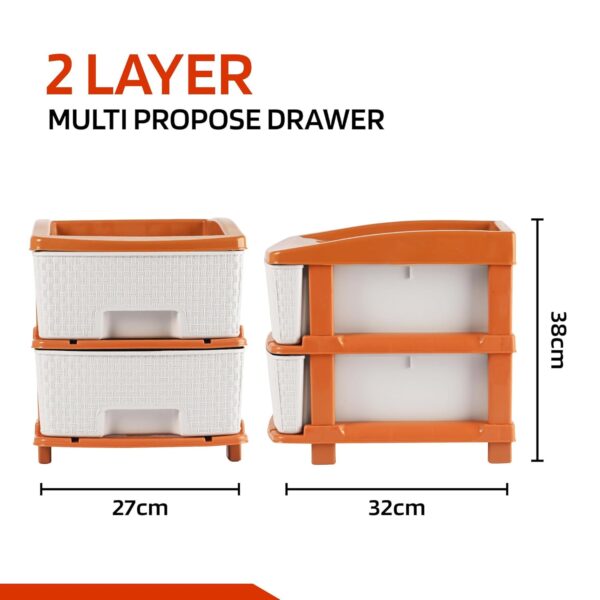 2-Tier Multipurpose Plastic Drawer Storage Organizer ( White & Golden) - Image 6
