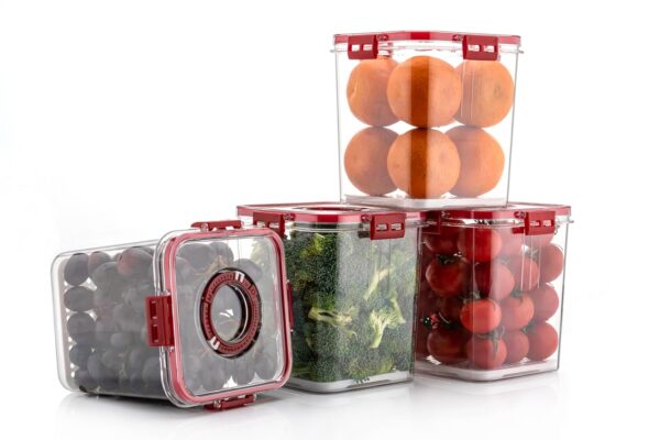 TIME KEEPING CONTAINER 1100ml 4 pcs + 2100ml 2 pcs (pack of 6) RED - Image 2