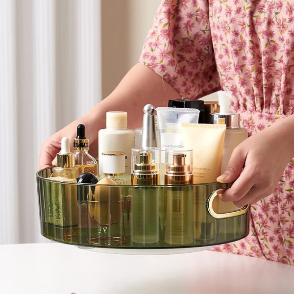 360° Rotating Round Makeup Organizer Tray - Image 3