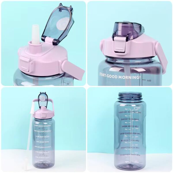 2 L Water Bottle with Straw – Pink - Image 2