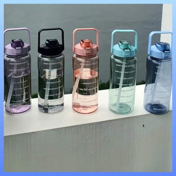 2 L Water Bottle with Straw – Blue - Image 4