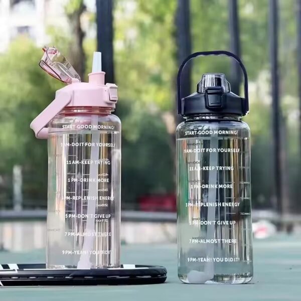 2 L Water Bottle with Straw – Black - Image 2
