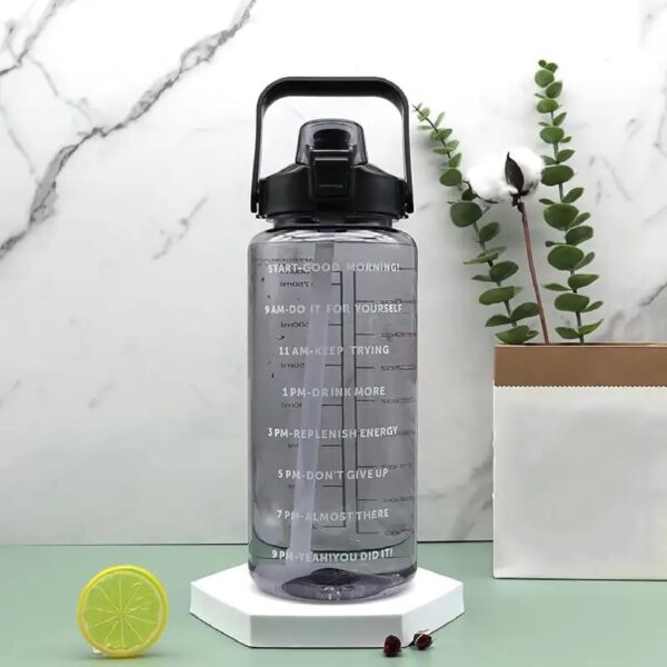 2 L Water Bottle with Straw – Black