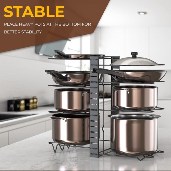 Adjustable Heavy-Duty Pot and Pan Organizer Rack - Image 5