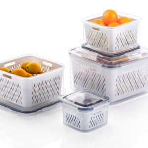 Airtight Plastic Food Storage Containers with Inner Draining Basket