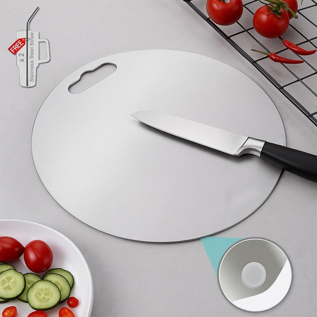 Premium Round Stainless Steel Cutting Board