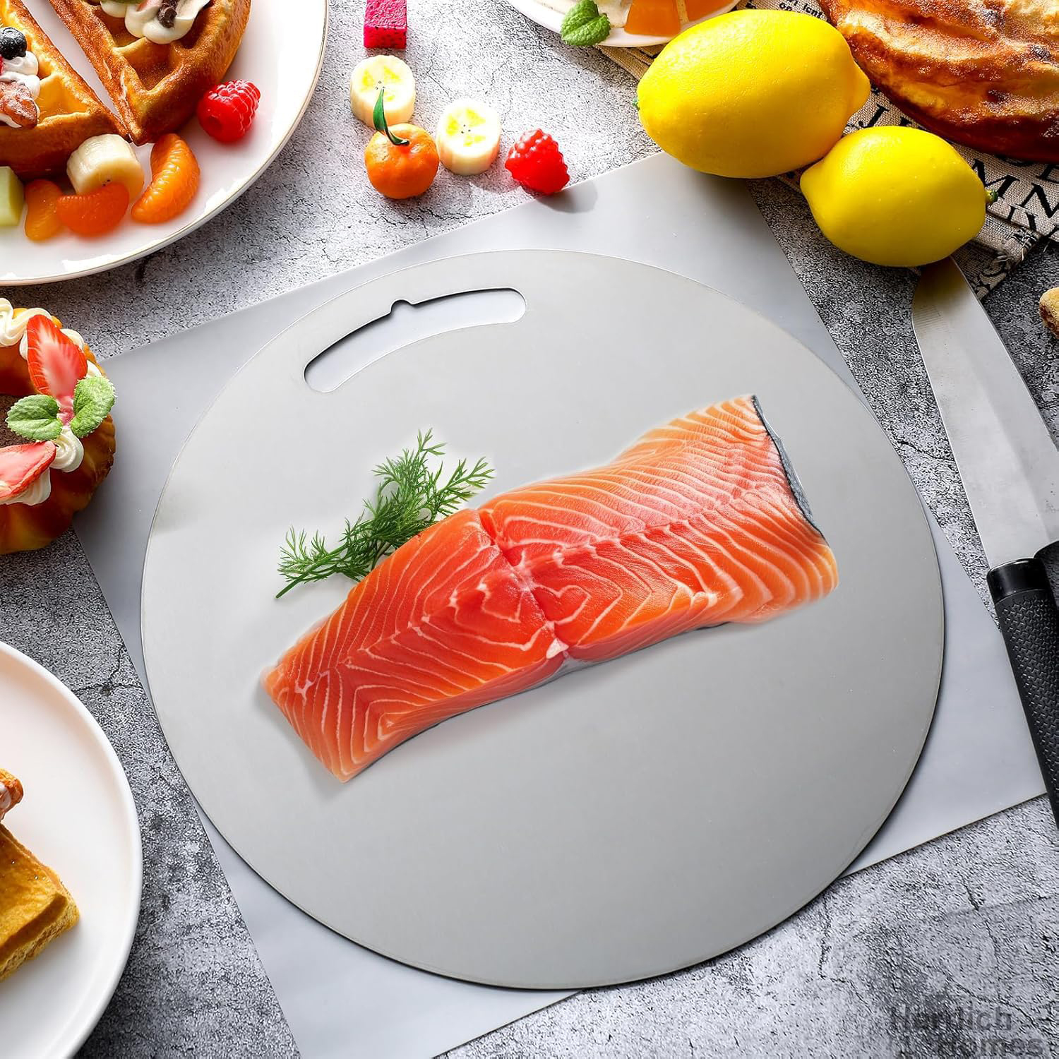 Premium Round Stainless Steel Cutting Board - Image 3