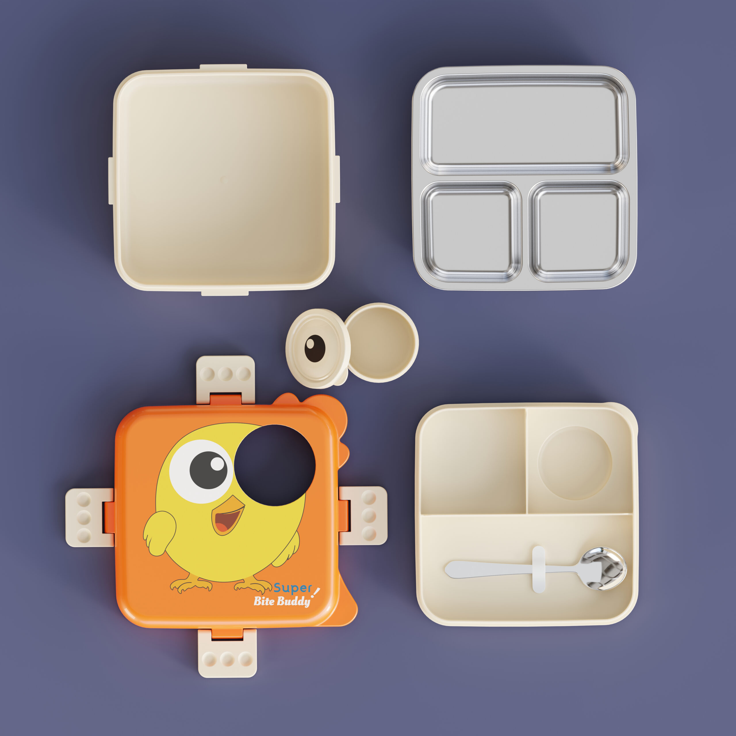 Cartoon Print Lunch box -Orange Chick Design - Image 2