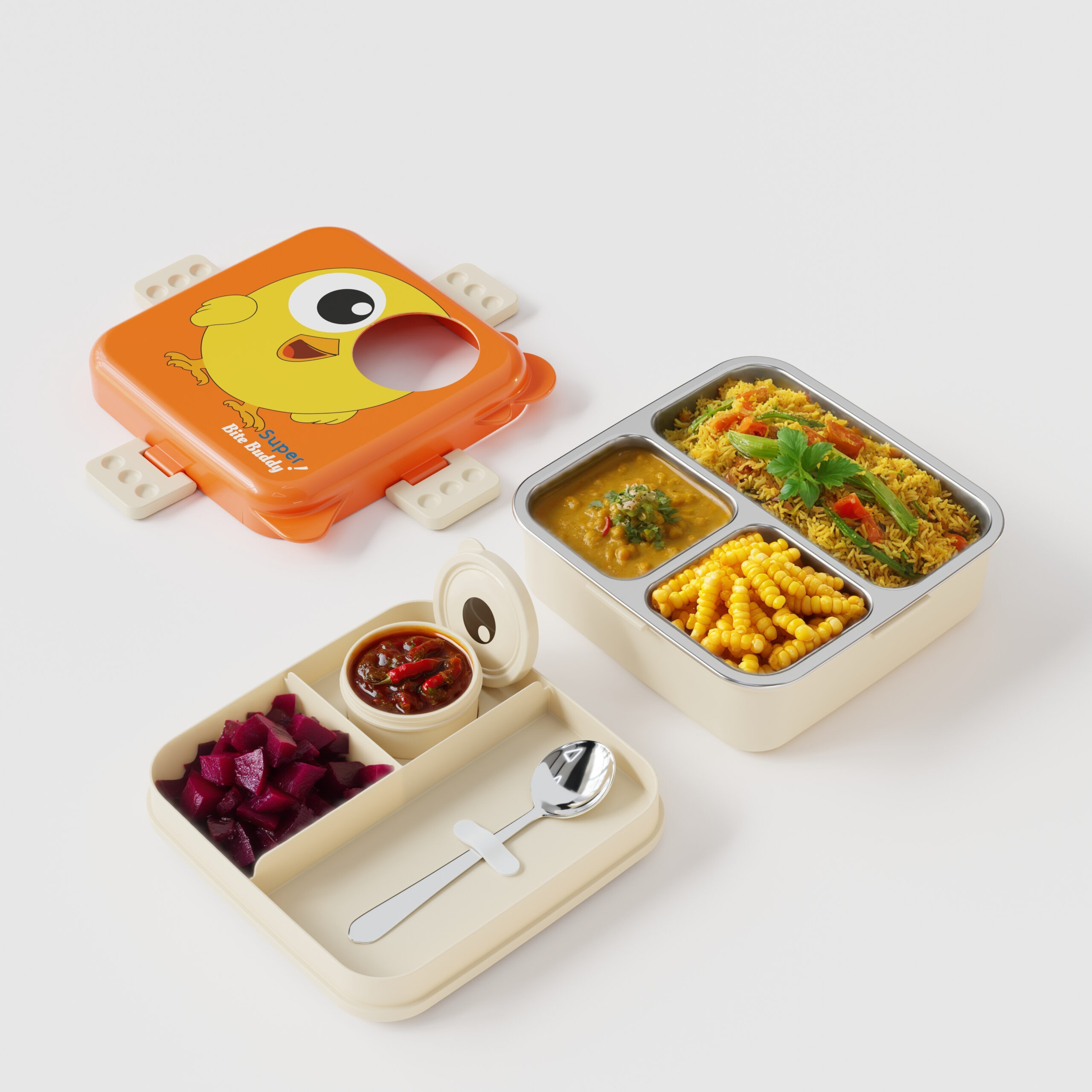 Cartoon Print Lunch box -Orange Chick Design - Image 5