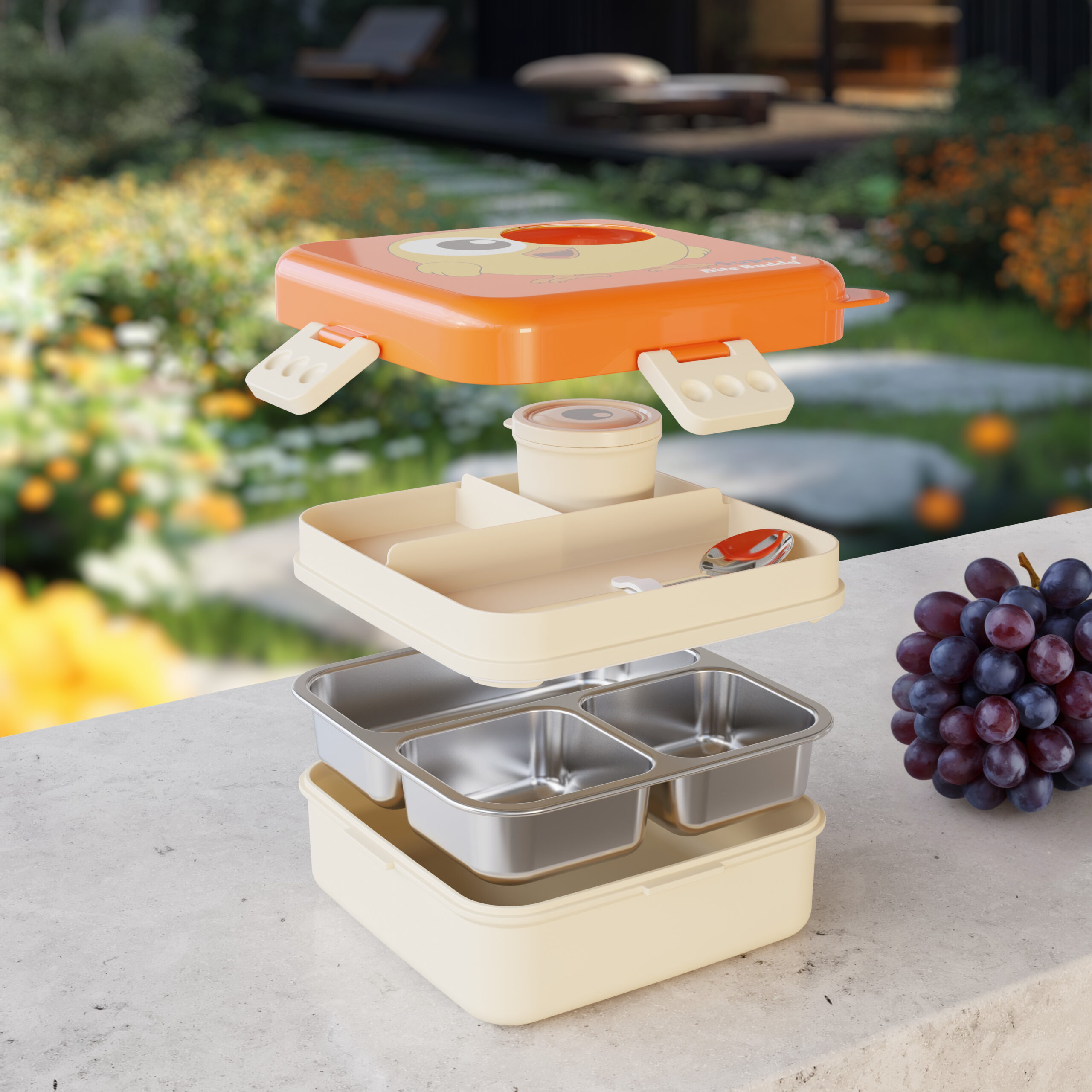 Cartoon Print Lunch box -Orange Chick Design - Image 3