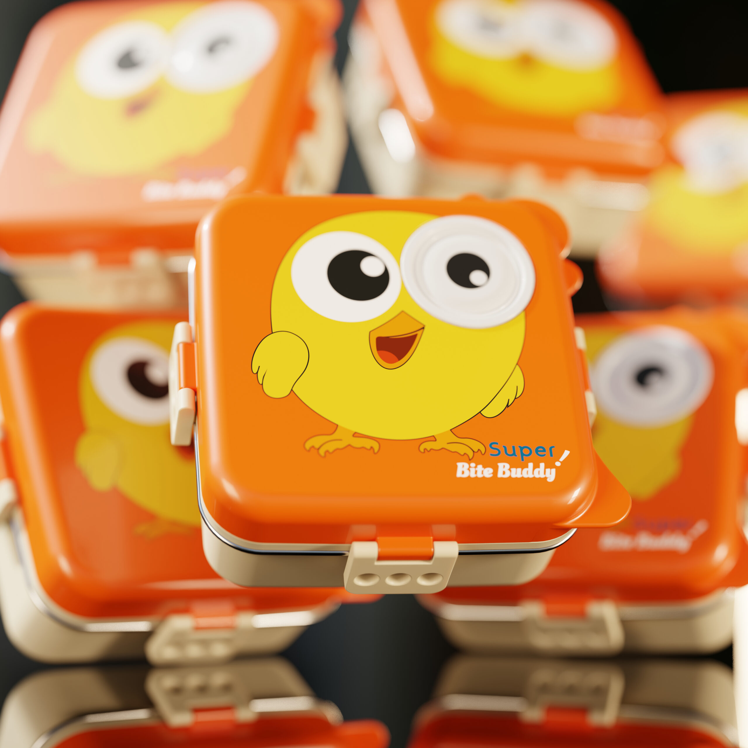 Cartoon Print Lunch box -Orange Chick Design - Image 4