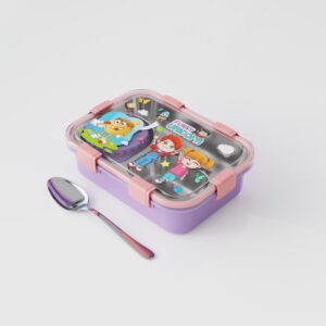 Funny Unicorn Kids Stainless Steel Lunch Box – Purple+Pink