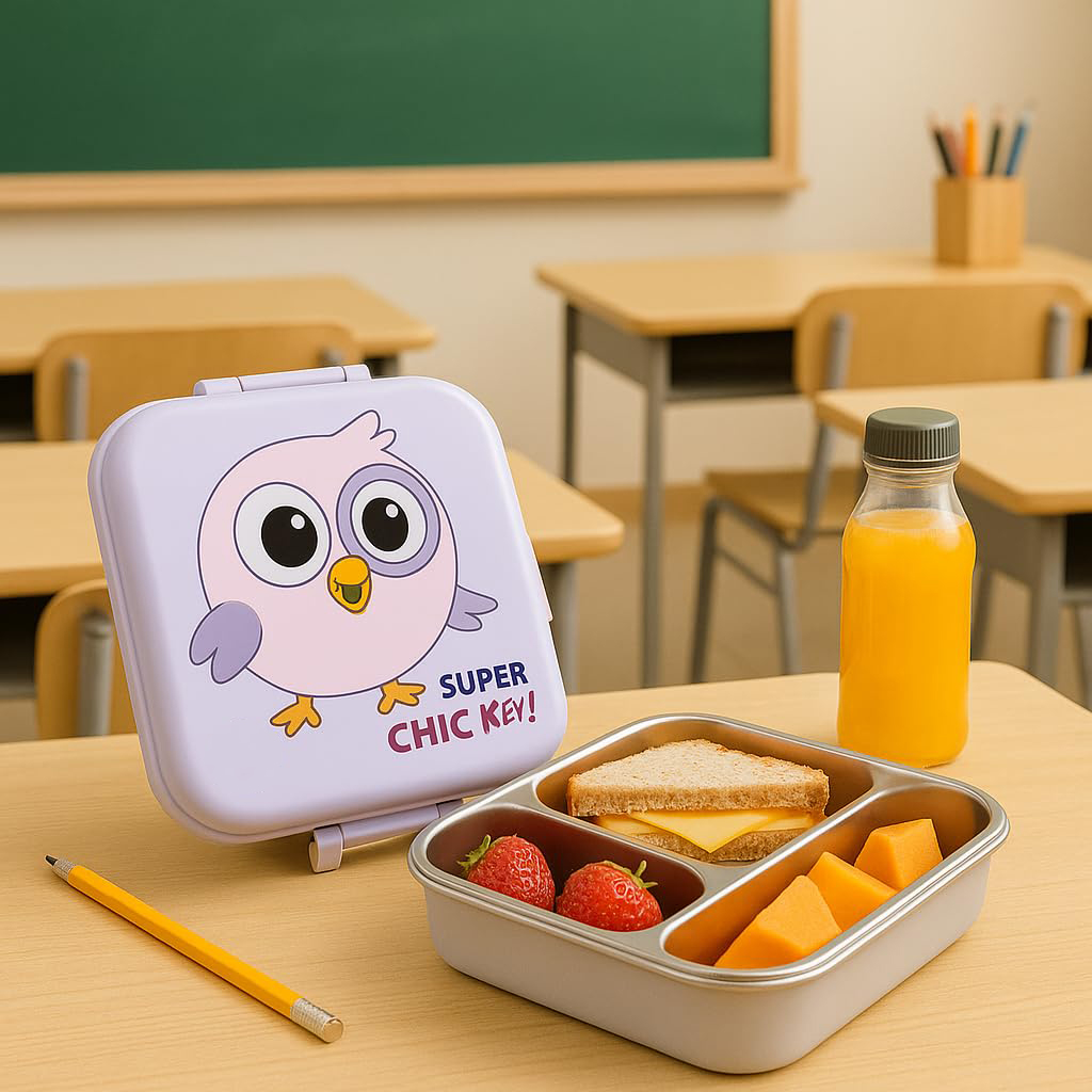 Cartoon Print Lunch box -Purple Chick Design - Image 3