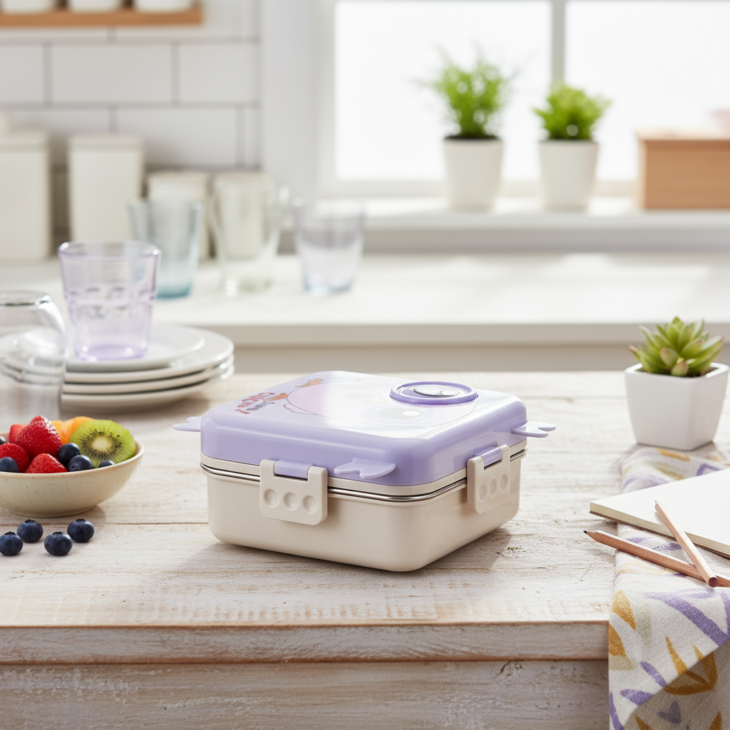 Cartoon Print Lunch box -Purple Chick Design - Image 5