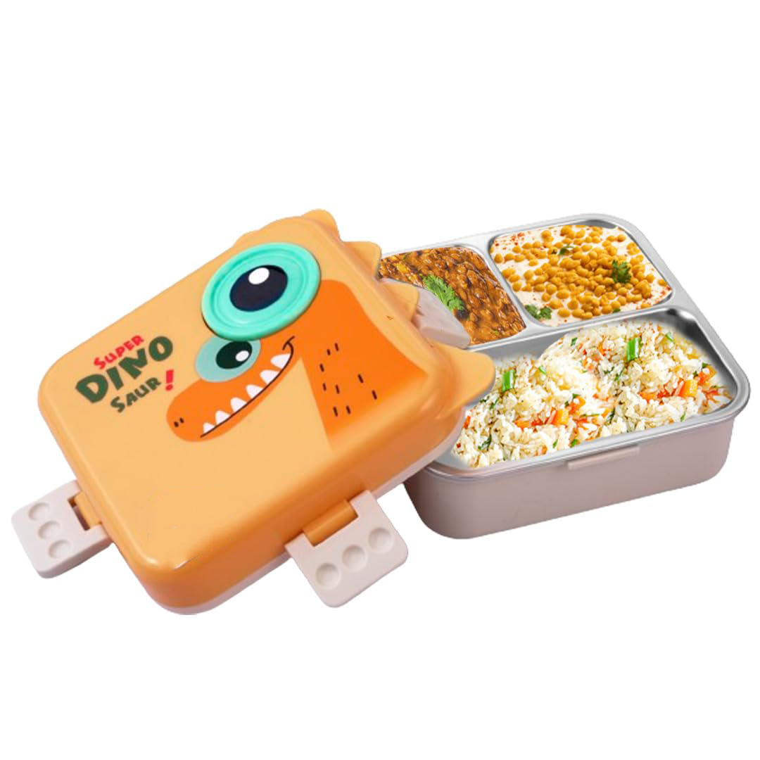 Cartoon Print Lunch box - Yellow Dinosaur Design - Image 7
