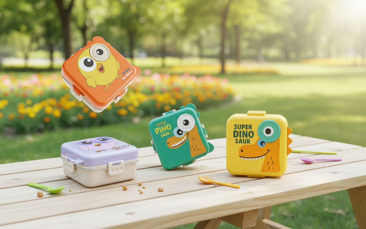 Cartoon Print Lunch box - Yellow Dinosaur Design - Image 5