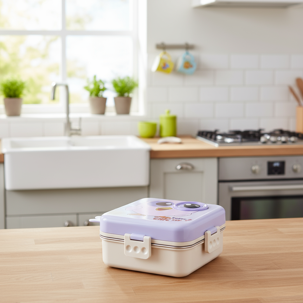 Cartoon Print Lunch box -Purple Chick Design - Image 7