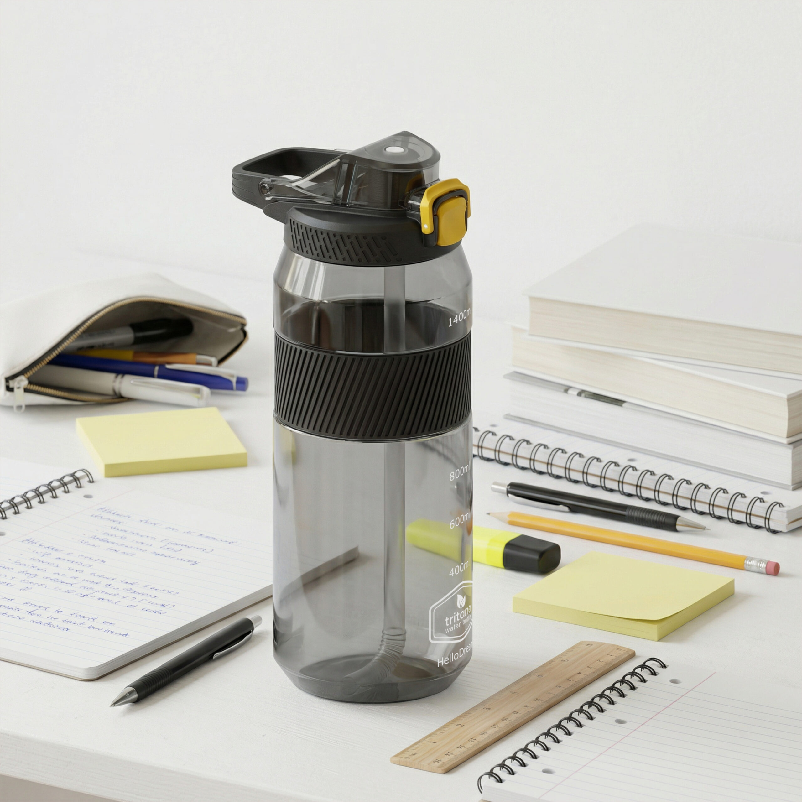 Tritan Sports Water Bottle- Black+ Yellow - Image 4