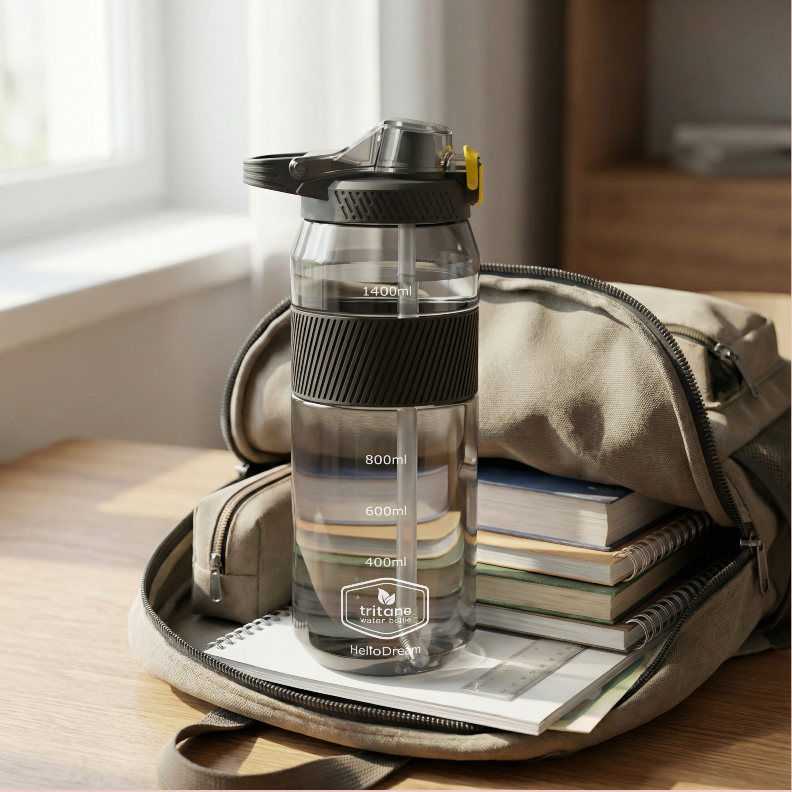 Tritan Sports Water Bottle- Black+ Yellow - Image 5